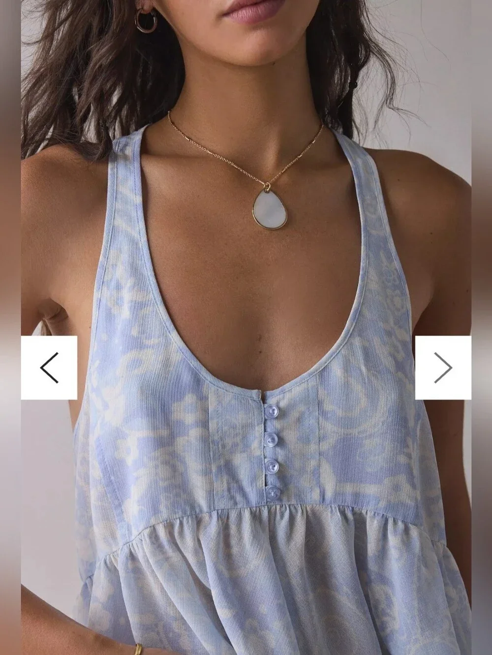 Urban Outfitters Light Blue Paisley Ruffle Tank Top - Women's